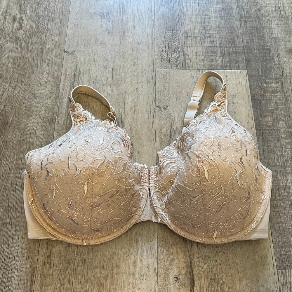 Playtex Secrets 4513 Tan Embroidered Full Coverage Underwire Bra 40DDD